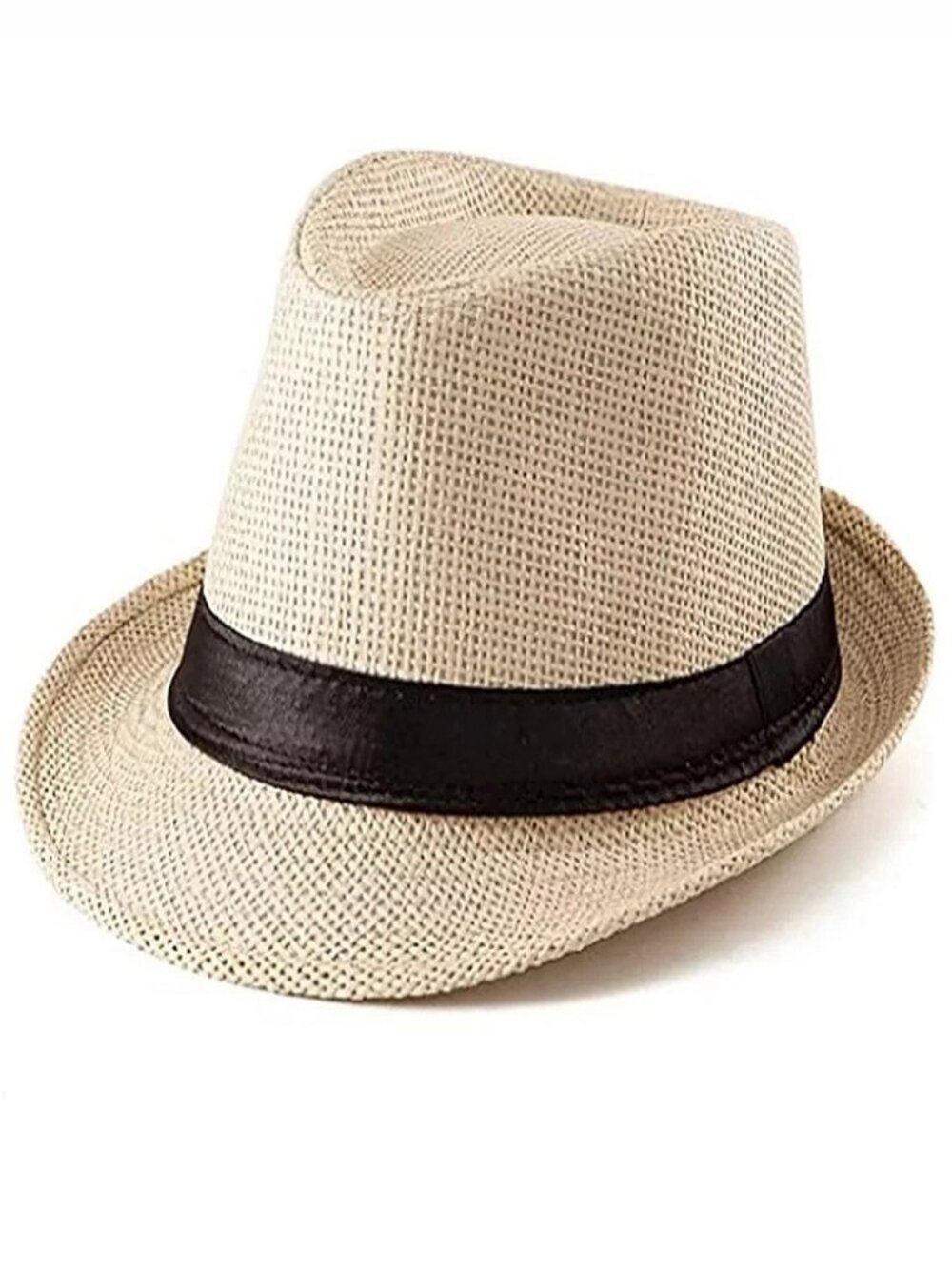 Classic Straw Fedora Hat with Black Band – Summer Essentia - Picture 4 of 7